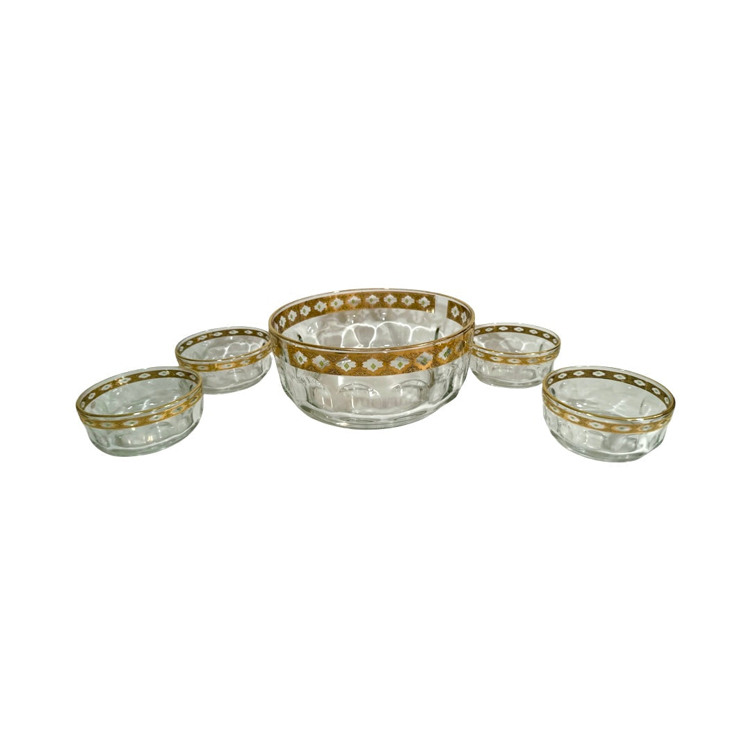 Culver Mid-Century Valencia Green 22-Karat Gold 5-Piece Salad Set