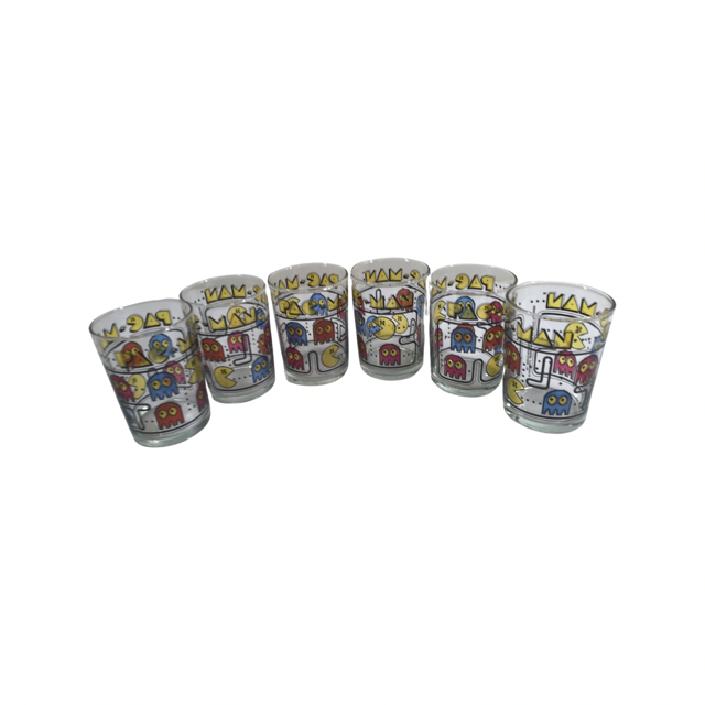Vintage 1980 Bally Midway Pac-Man Glasses (Set of 6)
