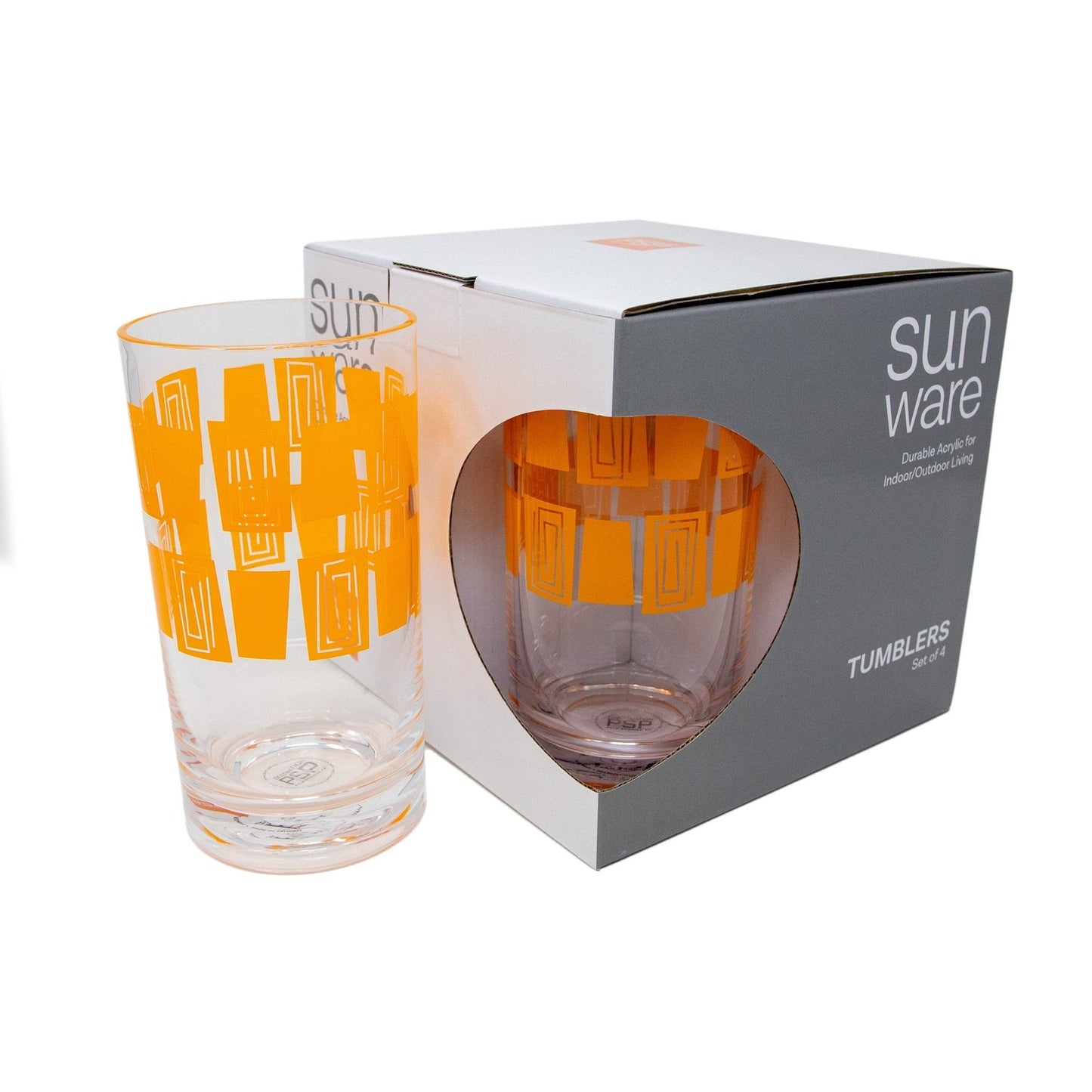 Tiki Acrylic Tumbler, Set of 4 (Orange)