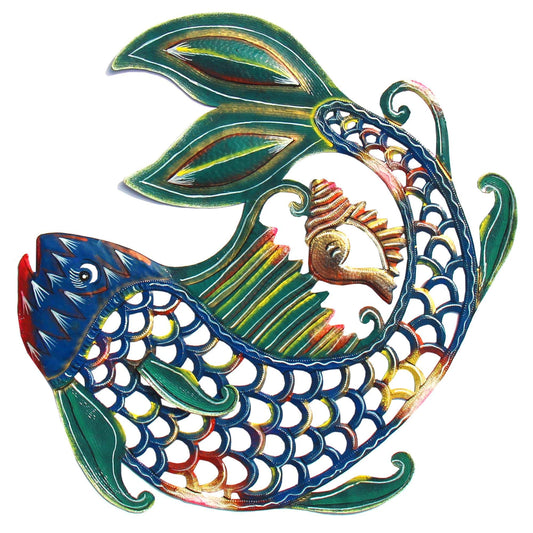 24 inch Painted Fish & Shell
