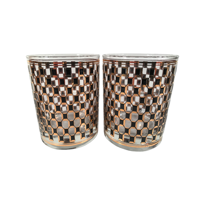 Culver Mid-Century Quartz Black Double Old Fashion Glasses (Set of 4)