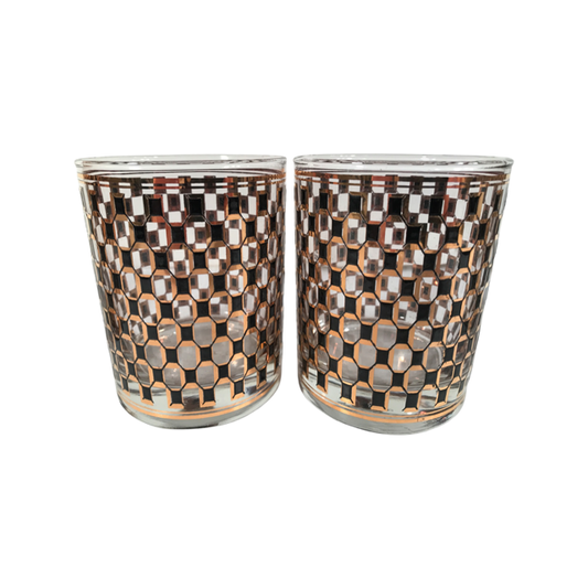 Culver Mid-Century Quartz Black Double Old Fashion Glasses (Set of 4)