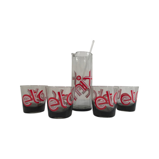 Federal Glass Retro Pop Art 6 -Piece Bar Set
