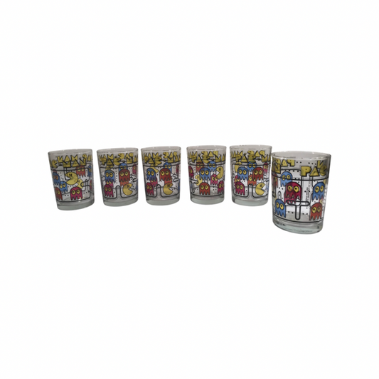 Vintage 1980 Bally Midway Pac-Man Glasses (Set of 6)