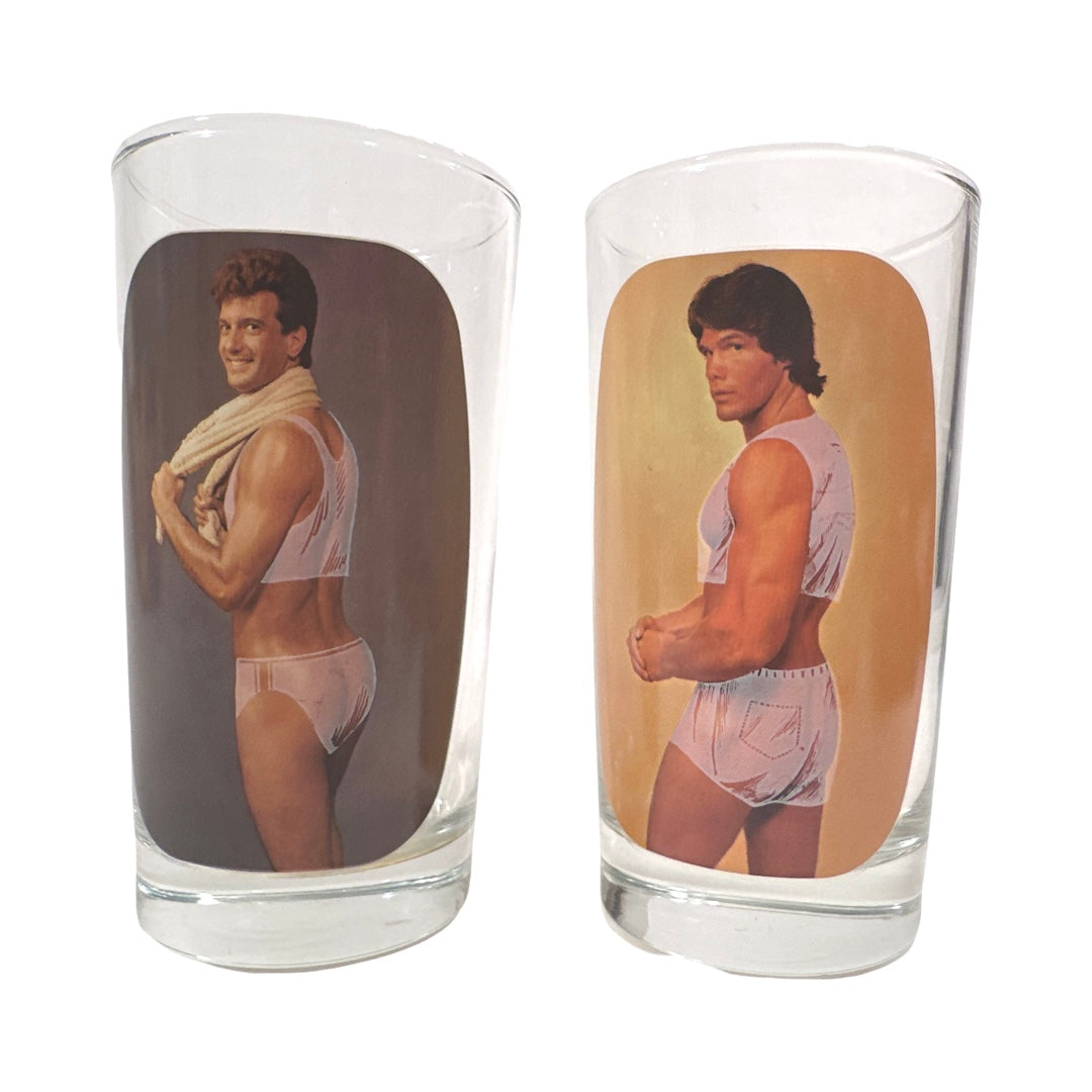 Vintage 1983 Sip and Strip Fantasy Glasses (Set of 4)