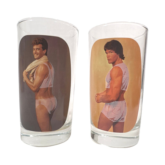 Vintage 1983 Sip and Strip Fantasy Glasses (Set of 4)