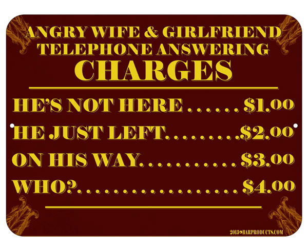 Telephone Answering Charges Kolorcoat™ Metal Bar Sign